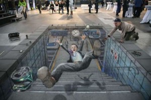 Street art, illusions, Julian Beever.