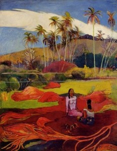 Mujeres de Tahitian bajo las palmeras, Gaugin