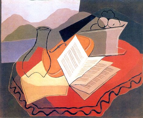 Still life with violin in front or an open window - Juan Gris (1926)