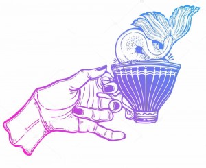 Hand holding a magic cup