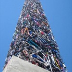 Obelisco realizado con bicicletas