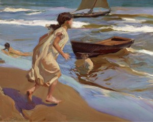 Niña entrando en el baño, Joaquín Sorolla