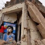 Mural en ruinas de la guerra, Aziz Al Asamr, Siria