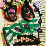 Rivas9 Miguel Lescano, acrílico sobre papel de partitura